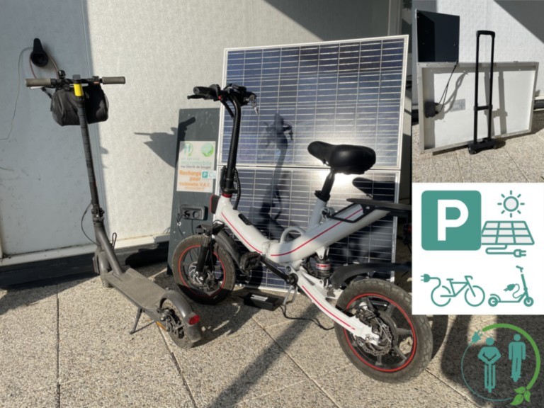 Station solaire recharge vélo trottinette